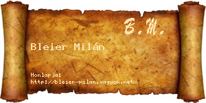 Bleier Milán névjegykártya